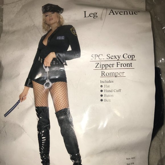 NEW LEG AVE 5PC SEXY COP ZIP FRONT ROMPER COSTUME